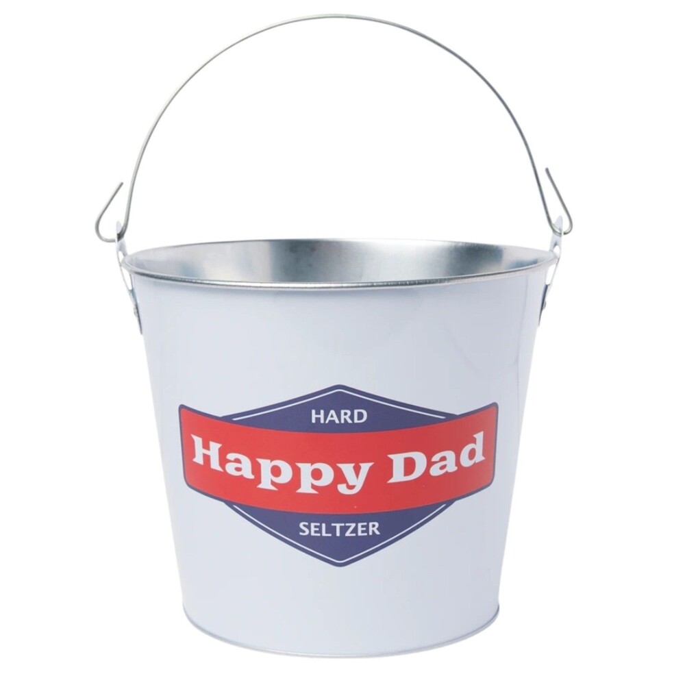 New Happy Dad Drink Beer Ice Bucket Man Cave Bar Decor Party Metal